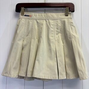 Vintage Elesse Women 80s 90s Pleated Micro Mini Tennis Skirt Size 40 Neutral
